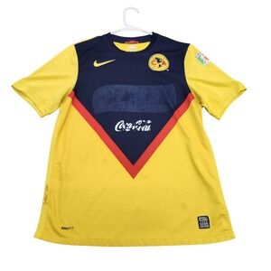 Club America Jersey Mens Small Yellow Blue Liga MX Soccer Football NikeFIT Dry